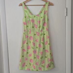Lilly Pulitzer Lime and Pink Drink Umbrella Cross Back Dress